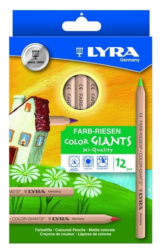 [1466334] Crayon de couleur LYRA Colors Giants Nature set 12 couleurs