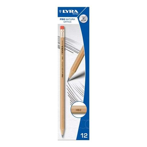 [1466343] Potlood LYRA Pro Natura Office HB met gum set à 12 stuks grijs