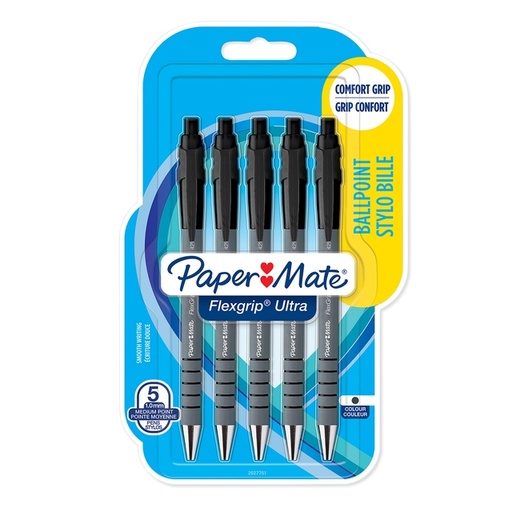 [1466355] Balpen Paper Mate Flexgrip Ultra medium zwart blister à 5 stuks