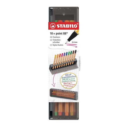 [1466359] Fineliner STABILO point 88 fijn clickset à 10 kleuren