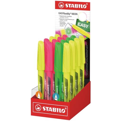 [1466364] Stylo plume STABILO EasyBuddy Medium néon assorti