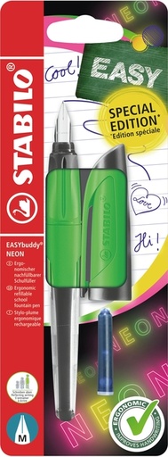 [1466368] Stylo plume STABILO EasyBuddy Medium vert néon blister 1 pièce
