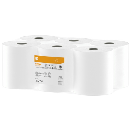 [1466392] Papier d'essuyage Satino CF1 315560 HiCycle 1 épaisseur 300m 6x 587 feuilles blanc