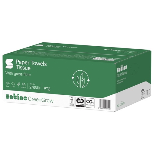 [1466394] Essuie-mains BlackSatino GreenGrow PT20 275880 pli-Z 2 ép 206x240mm blanc 25x 150 feuilles