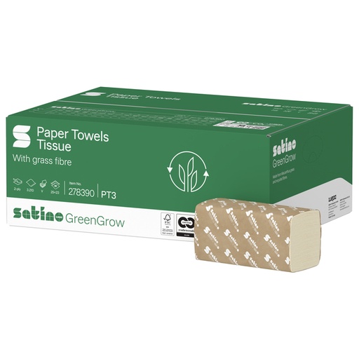 [1466395] Essuie-mains BlackSatino GreenGrow PT30 275890 pli-V 2 ép 250x230mm blanc 15x 214 feuilles