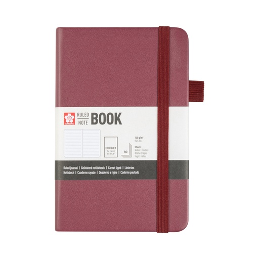 [1466129] Notitieboek Sakura pocket 90x140mm lijn hard cover moerbei
