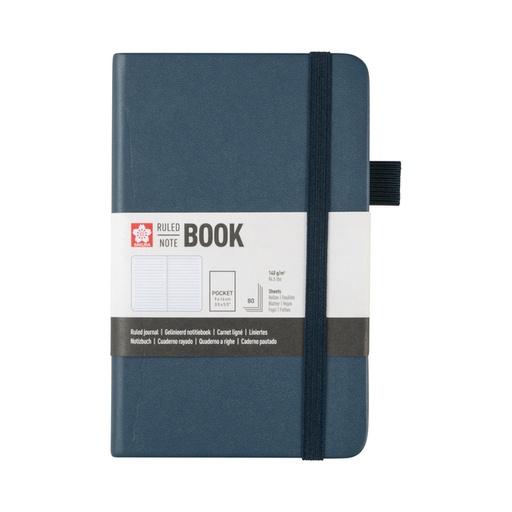[1466133] Notitieboek Sakura pocket 90x140mm lijn hard cover donker indigo