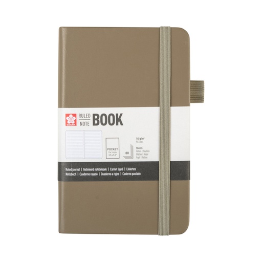[1466148] Carnet de notes Sakura Pocket 90x140mm ligné couverture rigide cendre