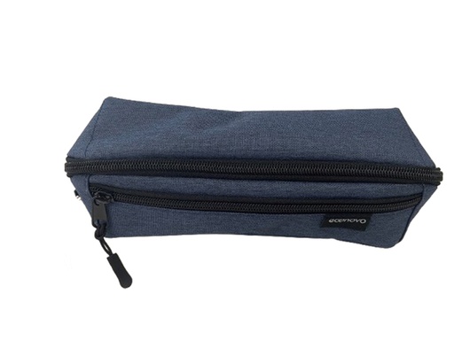 [1467074] Trousse à crayons Econovo avec 2 fermeture à glissière bleu