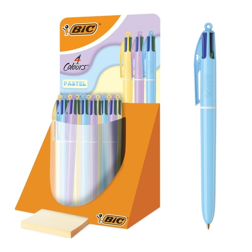 [1467179] 4-Kleuren balpen Bic pastel assorti display à 30 stuks