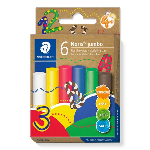 [1467193] Boetseerklei Staedtler Noris jumbo set à 6 kleuren