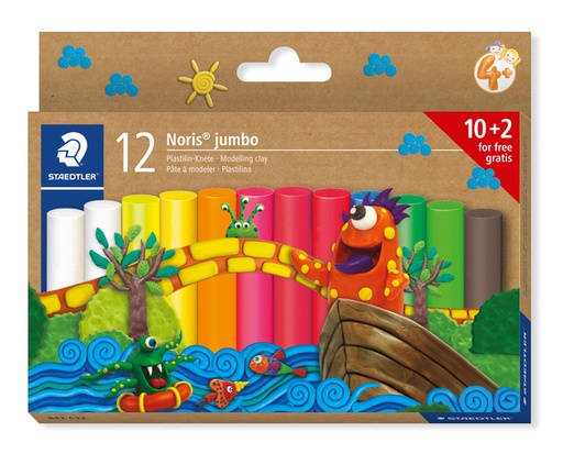 [1467198] Boetseerklei Staedtler Noris jumbo set à 12 kleuren