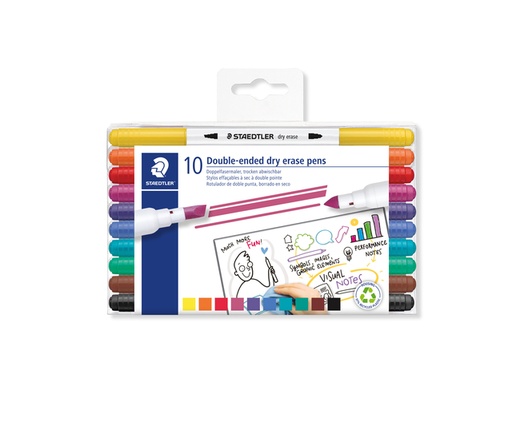 [1467202] Whitebordstiften Staedtler dry erase dubbele punt set à 10 kleuren