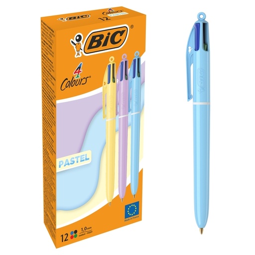 [1467236] Stylo bille 4 couleurs BIC Medium pastel assorti