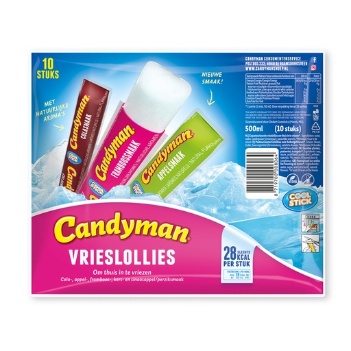 [1467476] Glace à l'eau Candyman 50ml sachet lot 10 pièces