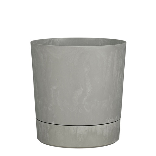 [1467514] Plantenpot Mica Coco met schotel rond hoogte 23,5 Ø22,5 cm grijs