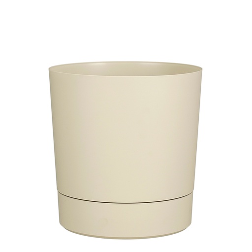 [1467515] Plantenpot Mica Coco met schotel rond hoogte 23,5 Ø22,5 cm beige