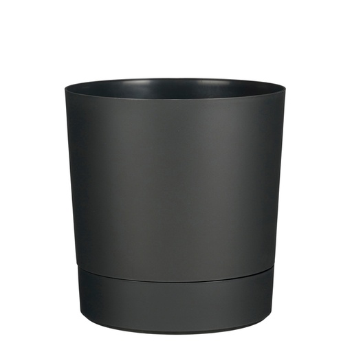[1467517] Plantenpot Mica Coco met schotel rond hoogte 29,5 Ø28 cm antraciet