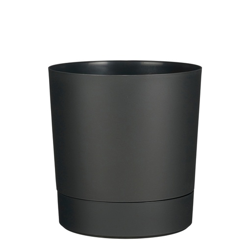 [1467518] Pot de fleur Mica Coco rond avec soucoupe H 23,5cm Ø22,5cm anthracite