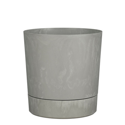 [1467519] Pot de fleur Mica Coco rond avec soucoupe H 29,5cm Ø28cm gris