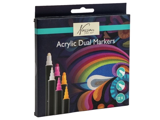 [1467616] Acrylmarker Nassau Dual tip set à 12 kleuren