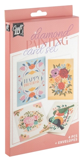 [1467624] Diamondpaintingkaarten Craft ID 13x18 cm doosje à 4 stuks