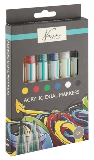 [1467628] Acrylmarker Nassau duopunt set à 6 kleuren