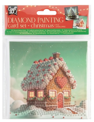 [1467631] Diamondpaintingkaarten Craft ID Kerst 13x13cm 2 stuks assorti