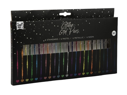 [1467634] Stylo gel Craft ID pailleté set 24 couleurs