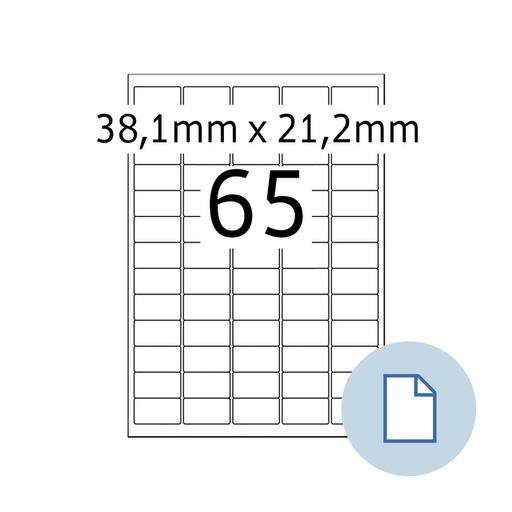 [1467703] Etiquette HERMA 8465 A4 EXPR 500 38,1x21,2mm blanc 32500 pièces