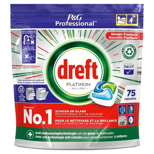 [1467704] Vaatwastabletten Dreft All-in-1 professional Platinum regular 75 stuks
