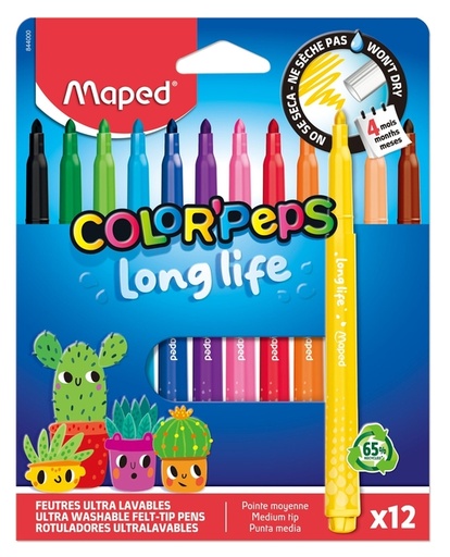 [1467936] Viltstift Maped Color'Peps Long Life 2.0 set à 12 stuks assorti