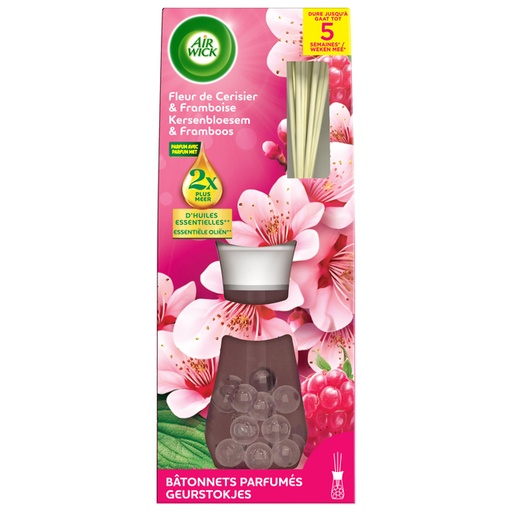 [1468067] Bâtonnets parfumés AirWick Essential Oil Fleur de cerisier & Framboise 25ml