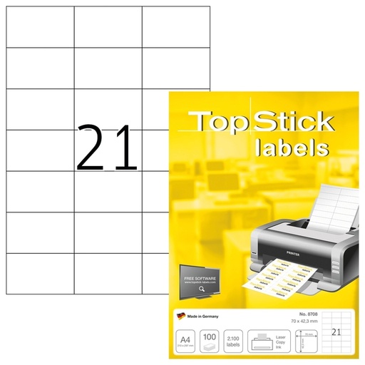 [1467759] Etiket TopStick 8708 70x42.3mm wit 2100 stuks