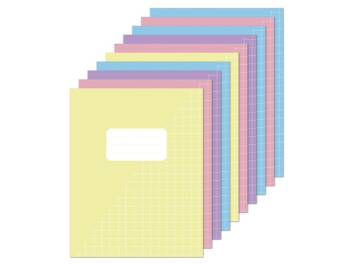 [1467817] Cahier Kangaro A5 carreau 10mm 80 pages 60g pastel assorti lot 10 pièces