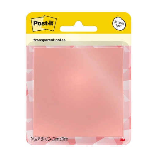 [1468613] Memoblok Post-it 3M 73x73mm Transparant roze