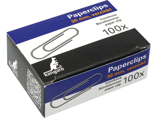 [1469417] Paperclip Kangaro 30mm rond verzinkt 100 stuks