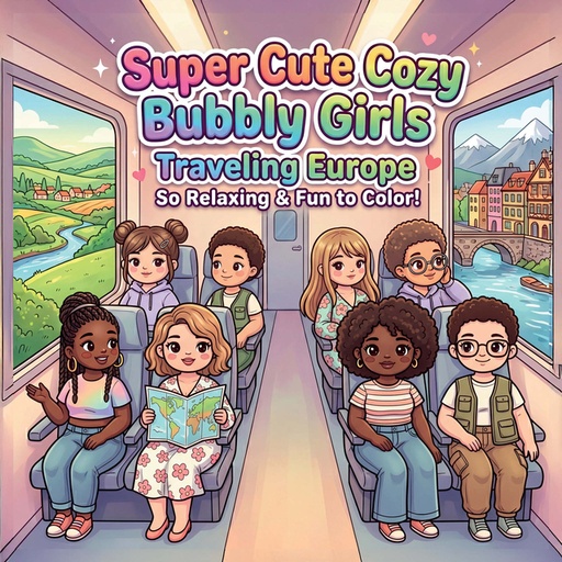 [1469445] Kleurboek Cute Cozy Bubbly Girls Traveling