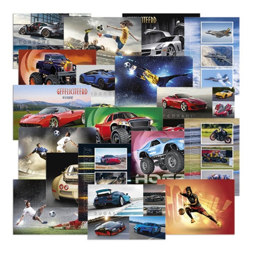 [1469449] Beloningsposter-kaart De Stulp  thema voertuigen en sport  A4 assorti