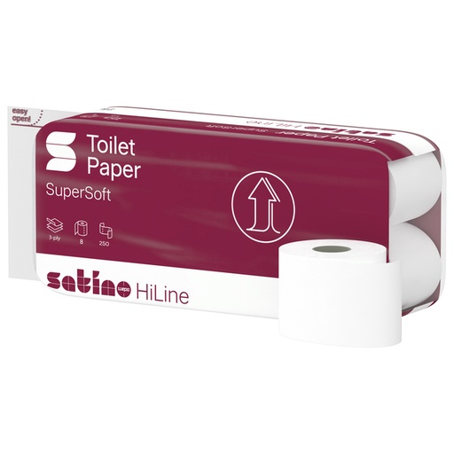 [1386032] Papier toilette Satino HiLine MT1 071340 3 épaisseurs 8x 250 feuilles blanc