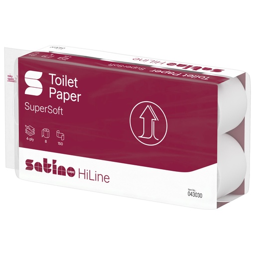 [1386038] Papier toilette Satino HiLine MT1 043030 4 épaisseurs 8x 150 feuilles blanc