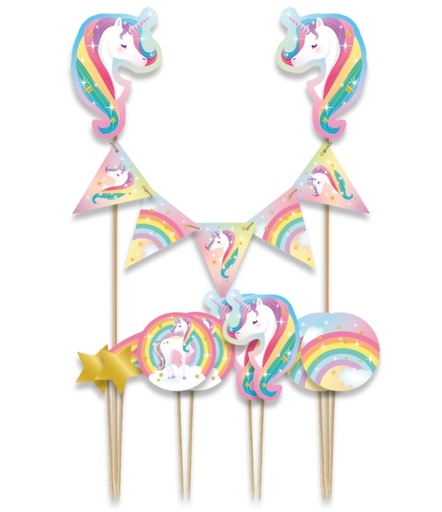 [1435044] Décoration gâteau Licorne 9 pièces