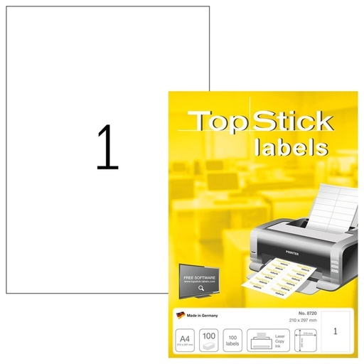 [1433351] Etiket TopStick 8720 210x297mm wit 100 stuks