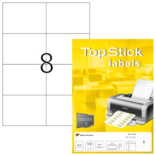 [1433355] Etiket TopStick 8716 105x74mm wit 800 stuks