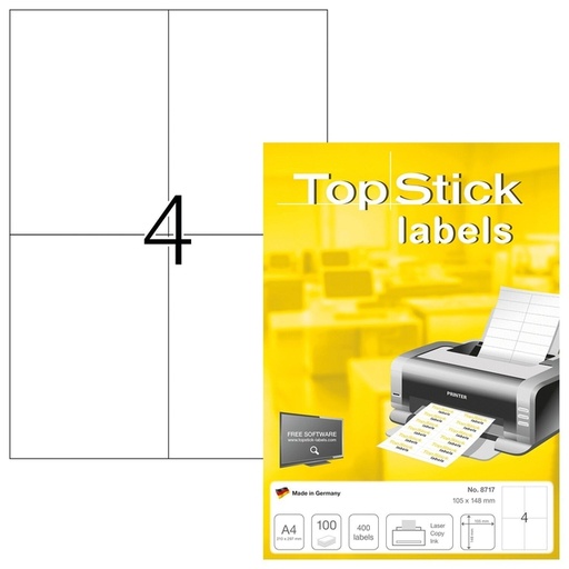 [1433369] Etiket TopStick 8717 105x148mm wit 400 stuks