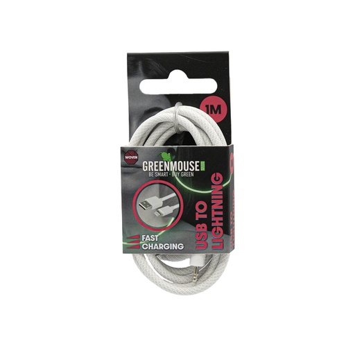 [1469480] Câble Green Mouse USB-A vers Lightning Data Woven 1m blister