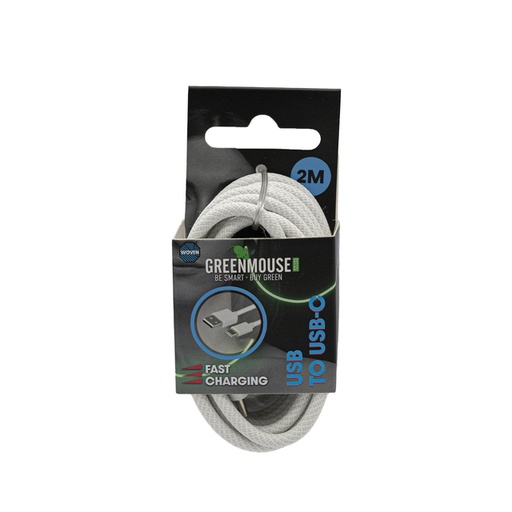 [1469485] Kabel Green Mouse USB-A to USB-C data Woven 2m blisterverpakking
