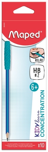 [1469456] Crayon graphite Maped Kidy Learn Concentration avec embout à mâcher 10 pièces bleu