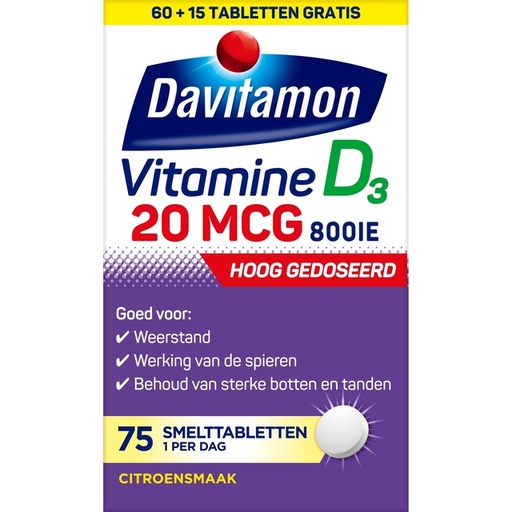 [1469616] Vitamine D Davitamon Forte smelttablet 75 stuks