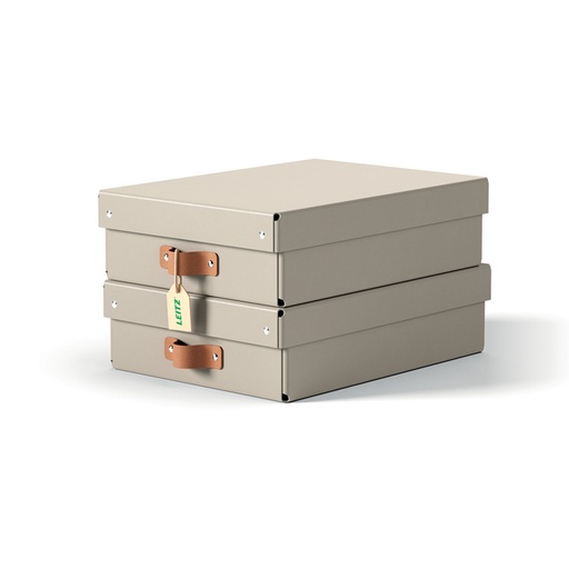 [1465909] Opbergdoos Leitz Puro met deksel 8 liter set van 2 beige